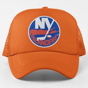 NEW York Islanders 1972 Retro Logo Foam Trucker Mesh Snapback Hat ORANGE